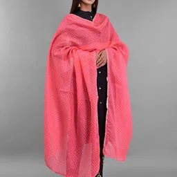Apratim Pink Printed Leheriya Dupatta image 5