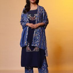 AURELIA Ethnic Motifs Printed Foil Print Dupatta image 3