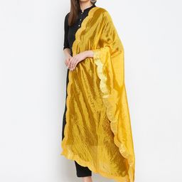 Clora Creation Yellow Embroidered Dupatta with Beads and Stones image 5
