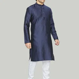 Authentics Self Design Mandarin Collar Jacquard A-Line Kurta image 2