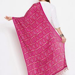 Clora Creation Magenta & White Printed Bandhani Dupatta image 3