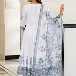 EverBloom Abstract Self Design Anarkali Dobby Pure Cotton Kurta with Trousers & Dupatta image 4