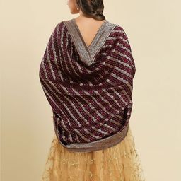 Dupatta Bazaar Woven Design Silk Dupatta with Zari image 4