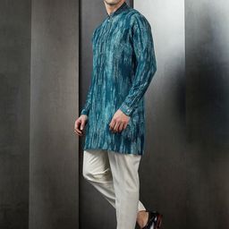 Rohit Gandhi + Rahul Khanna Abstract Printed Mandarin Collar Long Sleeves Short Kurta image 2