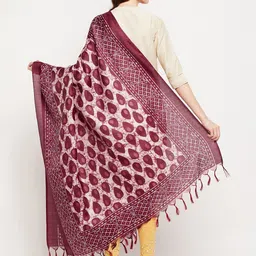 Clora Creation Maroon Printed Dupatta image 4