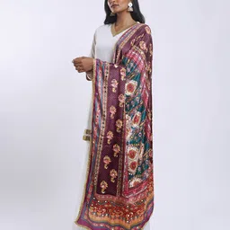 TEEJH Ethnic Motifs Printed Dupatta With Mirror Work image 2
