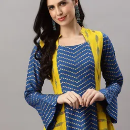 YASH GALLERY Woven Design Layered Kurta image 4