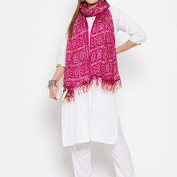 Clora Creation Magenta & White Printed Bandhani Dupatta image 4