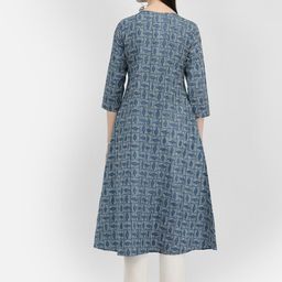 Span Ethnic Motifs Printed Thread Work cotton A-Line Kurta image 5