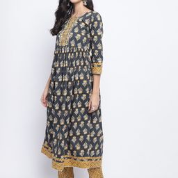 Rajnandini Floral Printed Regular Pure Cotton Kurta With Trousers & With Dupatta image 5