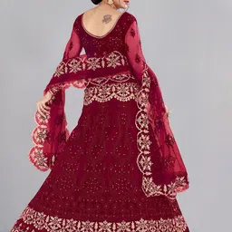 Warthy Ent Embroidered Thread Work Semi-Stitched Lehenga & Unstitched Blouse With Dupatta image 2