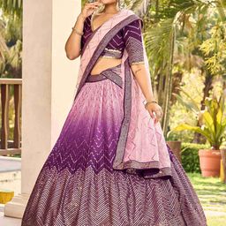 FABPIXEL Embellished Sequinned Semi-Stitched Lehenga & Unstitched Blouse With Dupatta image 2