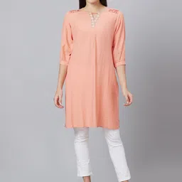 Globus Cuffed Sleeves Straight Regular Kurta image 3