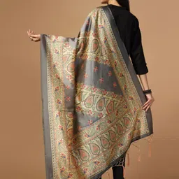 Kaizen TEXO FAB Ethnic Motifs Printed Tasselled Silk Dupatta image 2