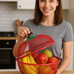 Apple Shape Fruits &d Vegetables Basket for Kitchen With Net Cover Stainless Steel Fruit & Vegetable Basket-image-65