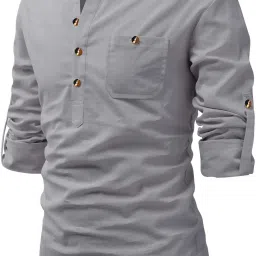 Men Solid Pure Cotton A-line Kurta-image-2