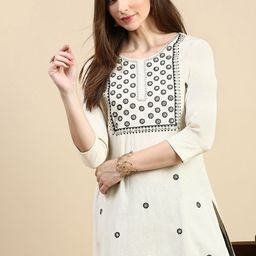 SHOWOFF Women Embroidered Thread Work Kurta-image-7