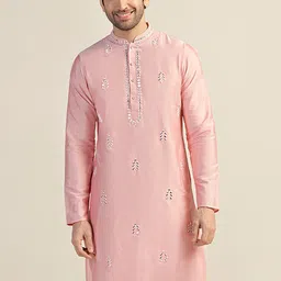 KISAH Men Ethnic Motifs Embroidered Mandarin Collar Thread Work Straight Kurta-picture-51