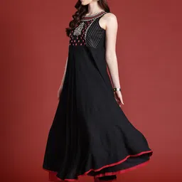 Anouk Embroidered Yoke Mirror Work Kurta with Trousers & Dupatta-picture-54