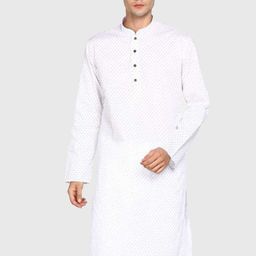 Sanwara Men White Geometric Printed Kurta-picture-8