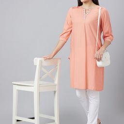 Globus Cuffed Sleeves Straight Regular Kurta image 5