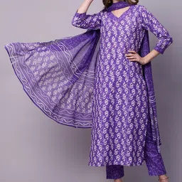 KALINI Abstract Printed Regular Kurta with Trousers & With Dupatta image 2