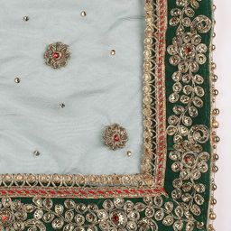 Dupatta Bazaar Green & Gold-Toned Ethnic Motifs Embroidered Dupatta with Thread Work image 4