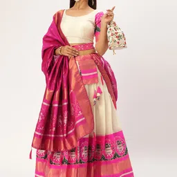 Fabcartz Zari Unstitched Lehenga & Blouse With Dupatta image 2