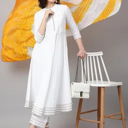 Khushal K Band Collar Gotta Patti Anarkali Kurta with Palazzos & Dupatta-picture-22