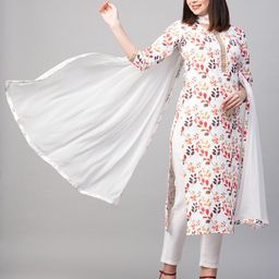 KALINI Women Floral Printed Round Neck Kurta with Trousers & Dupatta-image-6