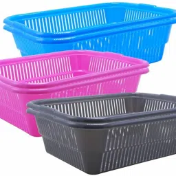 Plastic Prime Natasha 1013 Multipurpose Basket, 6 Pc, 4 Ltr, Blue Pink Grey Plastic Fruit & Vegetable Basket-image-5