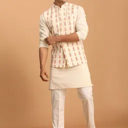 VASTRAMAY Men Regular Pure Cotton Kurta with Pyjamas-picture-22