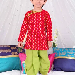 KID1 Boys Ethnic Motifs Printed Regular Pure Cotton Kurta with Dhoti Pant-36