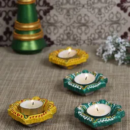 Aapno Rajasthan Set Of 4 Decorated Terracotta Diya-image-88