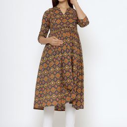CRAFIQA  Floral Printed Floral Maternity & Nursing Cotton Kurta-image-49