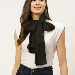 DressBerry Women Black Solid Scarf-55