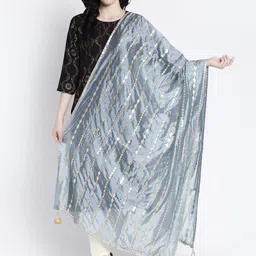 Clora Creation Embroidered Dupatta With Mirror Work-picture-2