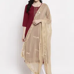 Clora Creation Beige Embroidered Dupatta-20
