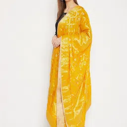 Clora Creation Yellow & Off White Woven Design Dupatta with Gotta Patti image 4