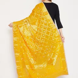 Clora Creation Yellow & Off White Woven Design Dupatta with Gotta Patti image 5