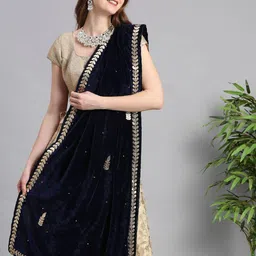 Dupatta Bazaar Velvet Dupatta with Gotta Patti image 3