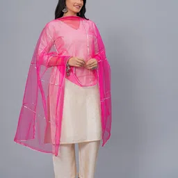 Stylum Pink Gotta Patti Net Dupatta image 5