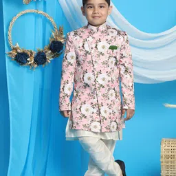 VASTRAMAY Boys Pink Printed Sherwani-picture-37