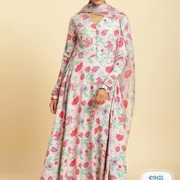 W Floral Printed Kurta with Trousers & Dupatta-image-21
