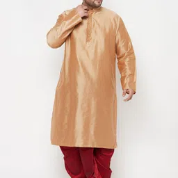 VASTRAMAY Men Rose Gold Kurta with Dhoti Pants-picture-52