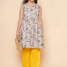 Modish Couture Girls Floral Printed Anarkali Pure Cotton Kurta with Salwar-picture-19