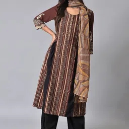 W Ethnic Motifs Printed A-Line Kurta with Trousers & Dupatta-image-22