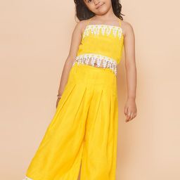 Modish Couture Girls Shoulder Straps Pure Silk Crop Top With Palazzo-image-47