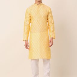 Jompers Men Gold-Toned Ethnic Motifs Kurta with Pyjamas-image-6
