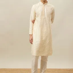 Manyavar Ethnic Motif Woven Design Mandarin Collar Kurta With Pyjamas-picture-14